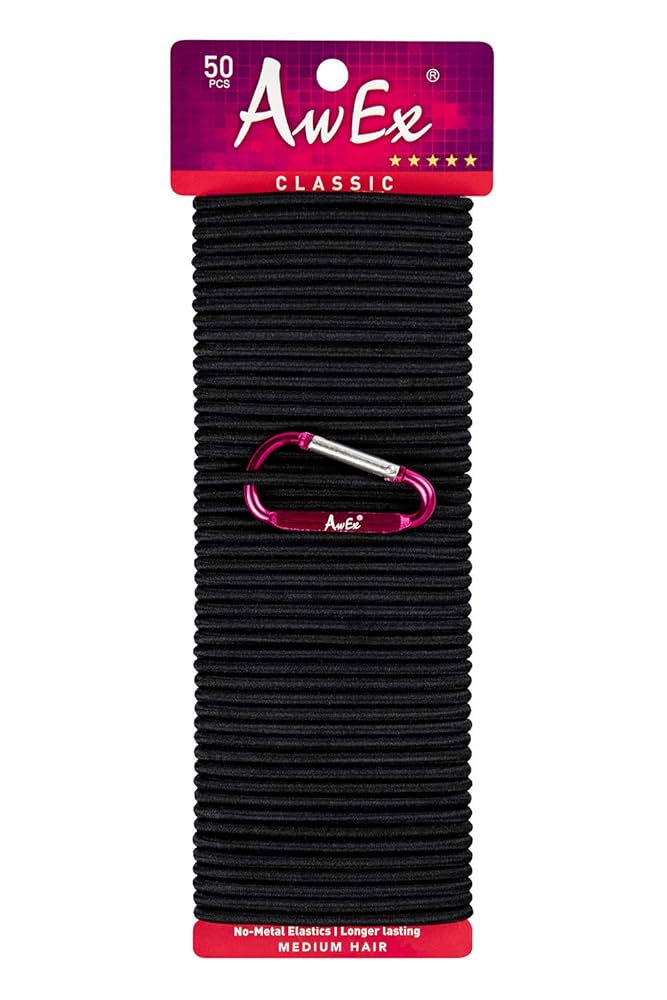 Amazon | AwEx 強いヘアゴム 黒、50個、太さ 4mm 輪ゴム、通常の